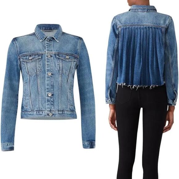Scotch & Soda Denim Pleated Trucker Jacket - Picture 1 of 9
